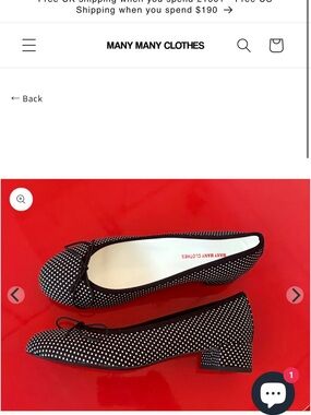 Black Polka Dot Low Block Heel Ballet Pumps